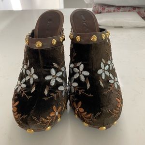 Extravagant Prada Miu Miu platform mules/clogs size 38 1/2 (8 1/2)